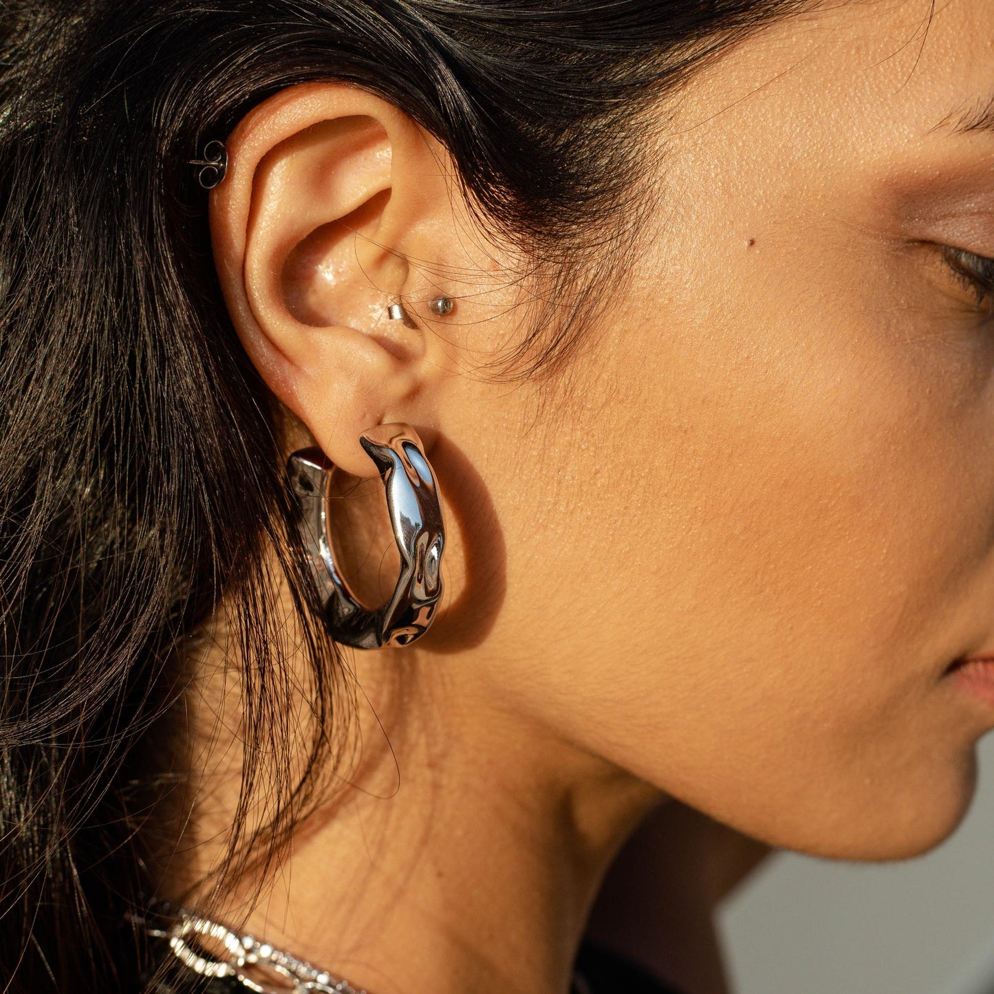 Chunky Molten Hoop Earrings