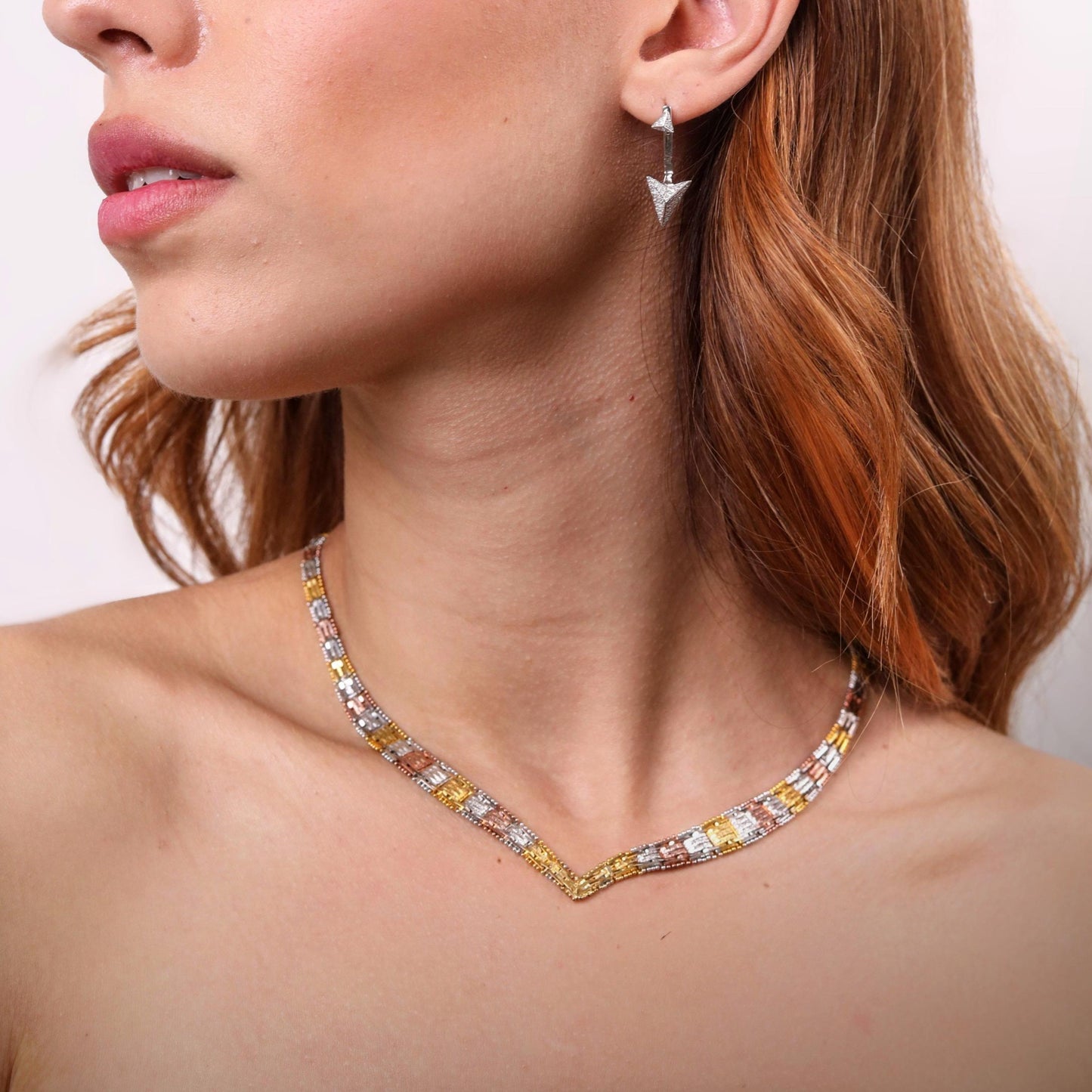 Triple Toned Herringbone Chain