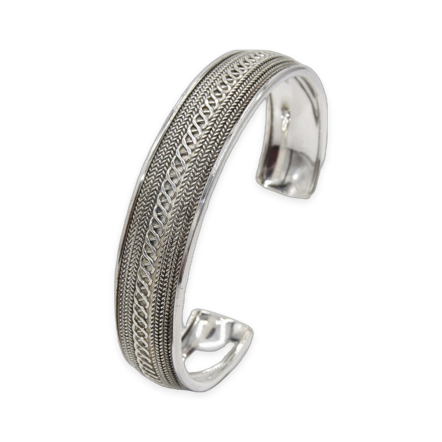 Woven Rope Cuff Oxidized Bangle
