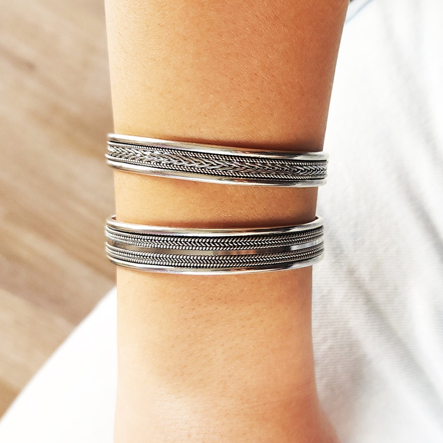 Elegant Silver Bangle Duo