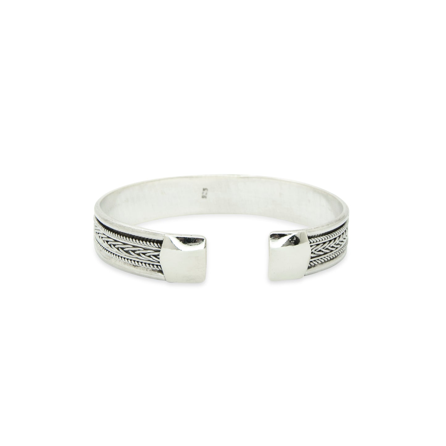 Double Wheat Oxidized Cuff Bangle