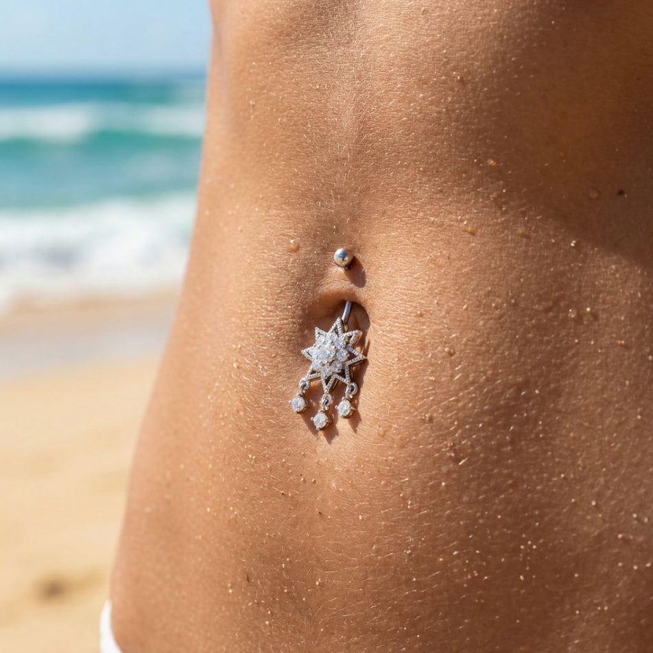 Celestial Star Drop Belly Ring