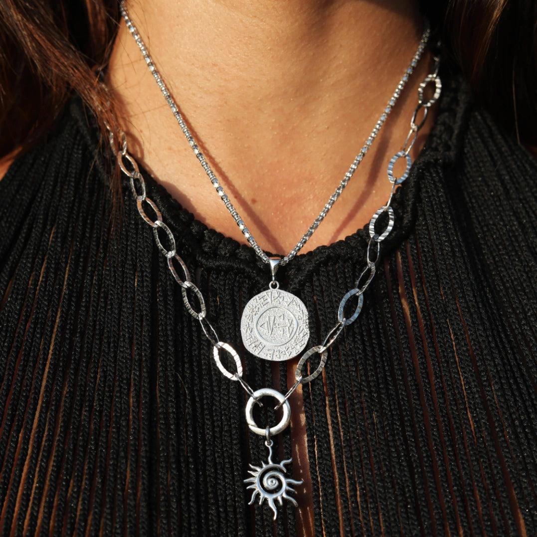 Adjustable Textured Oval Necklace