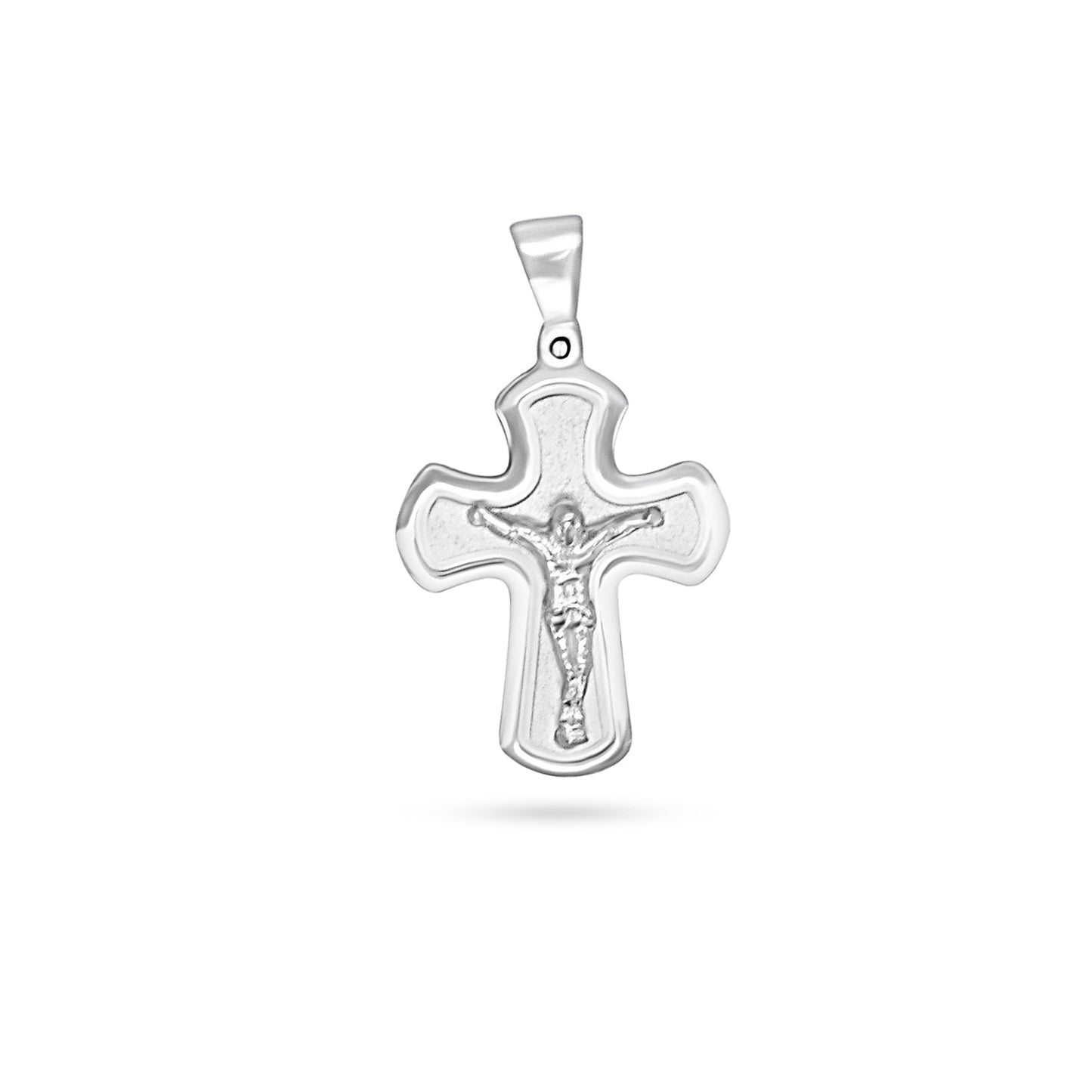 Rounded Frame Brushed Crucifix