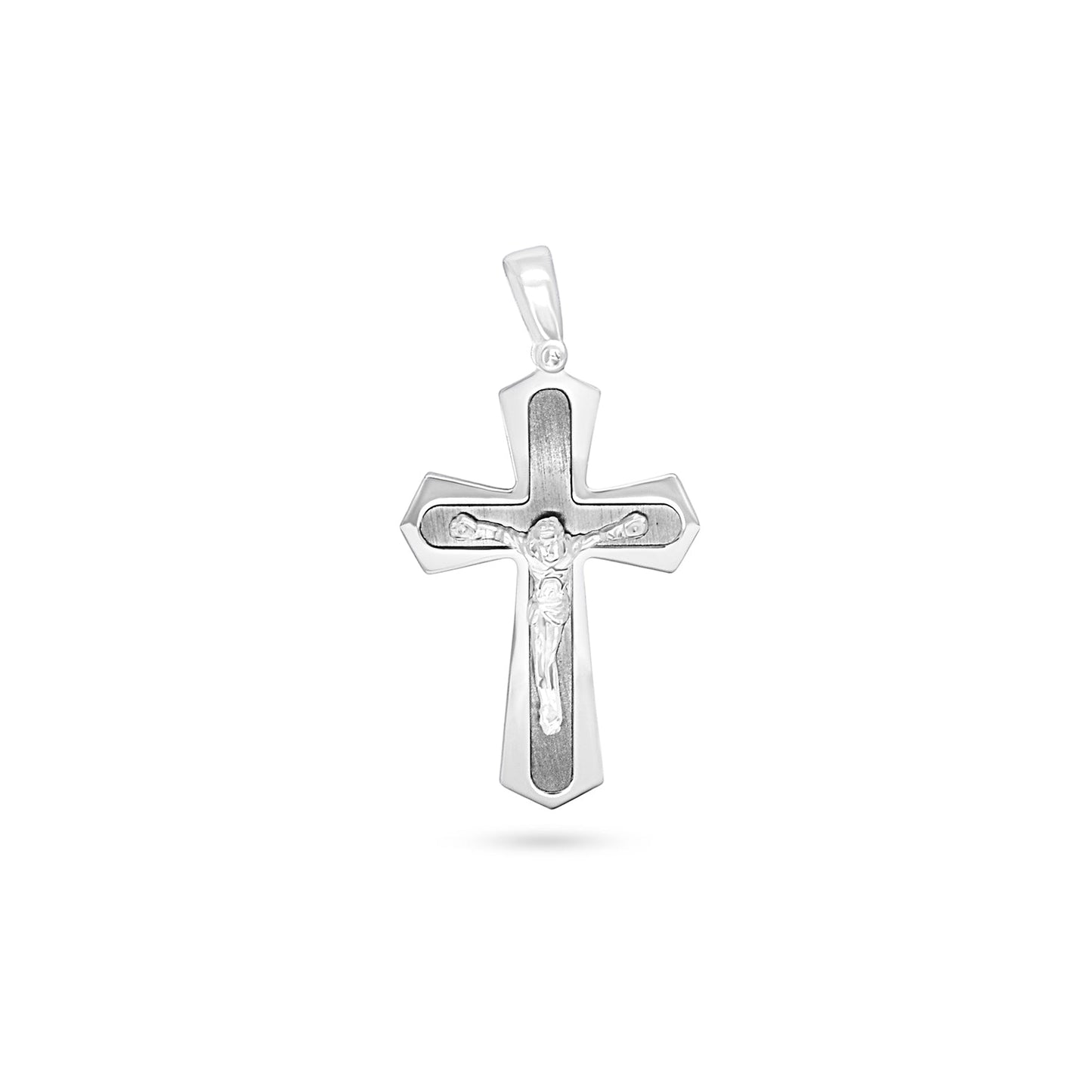 Geometric Contrast Crucifix Pendant