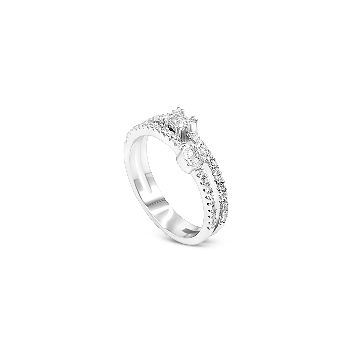 Pave & Baguette Dual Band Ring