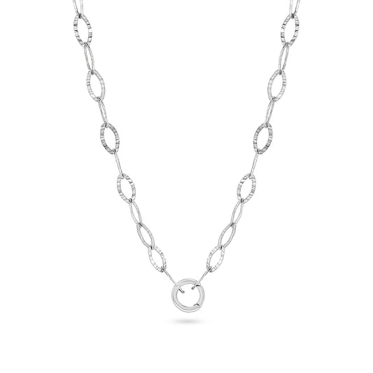 Adjustable Oval Link Necklace with Hook Clasp