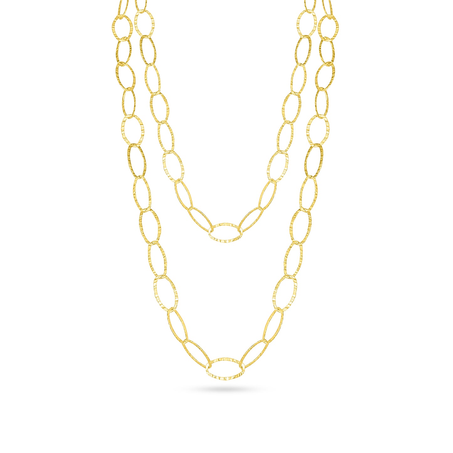 Adjustable textured Oval Link Necklace