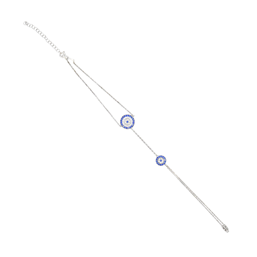 Double Blue-eye Charm Hand Bracelet