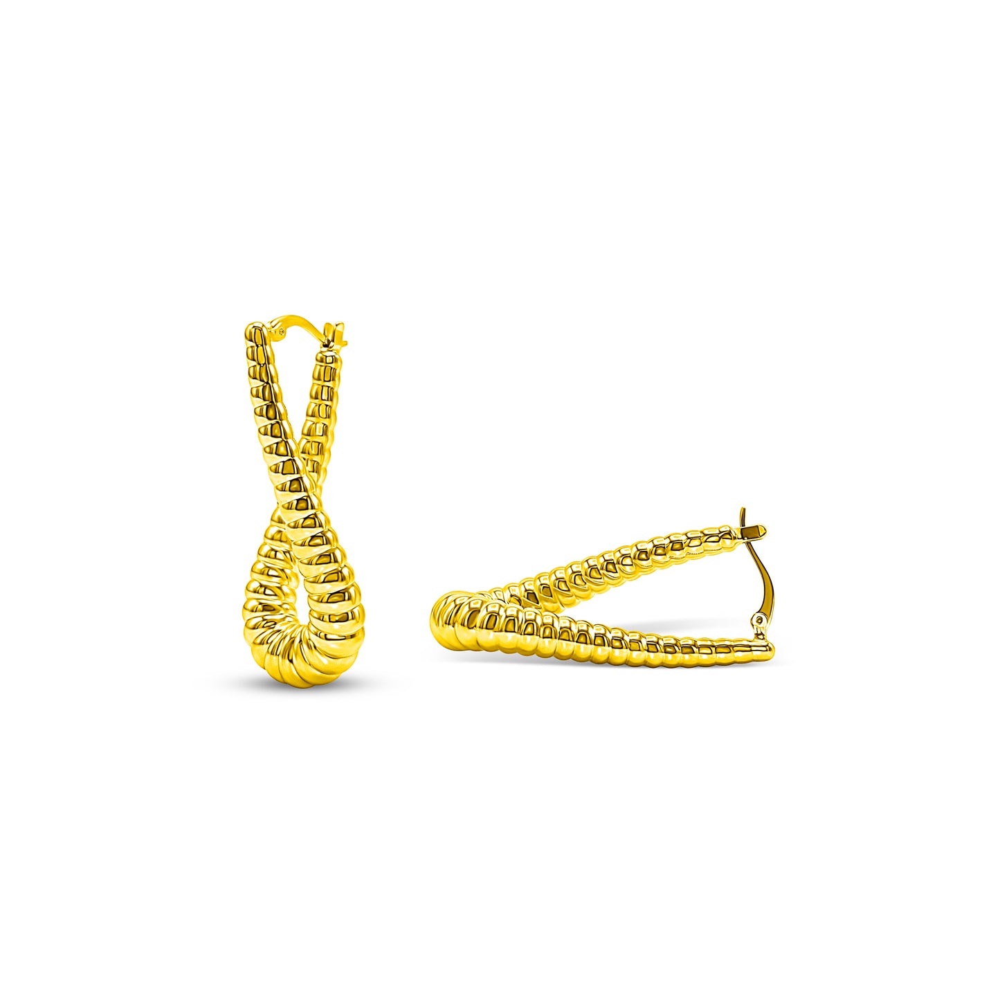 Twisted Ribbed Drop Hoops