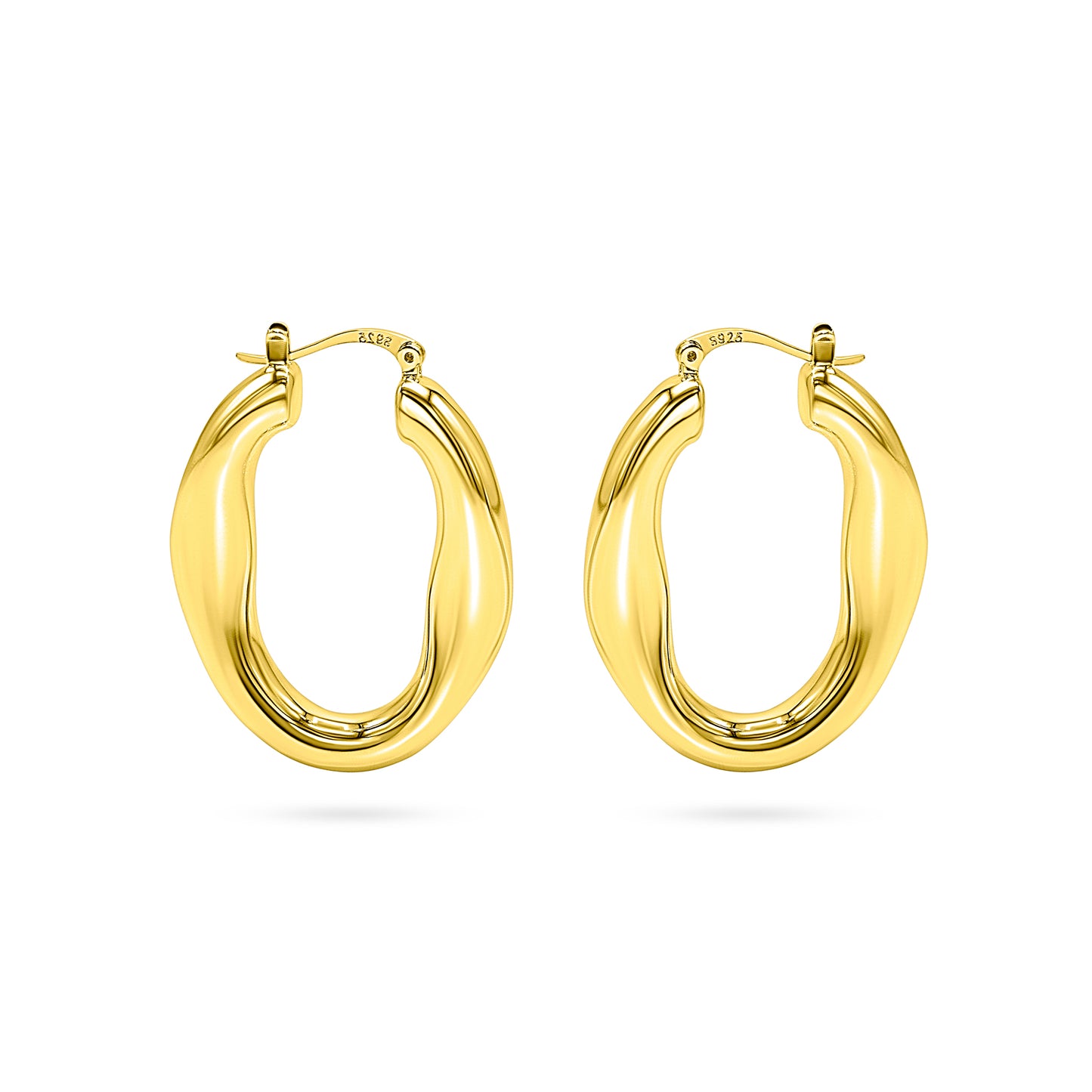 Twisted Oval Wave Hoop Earring