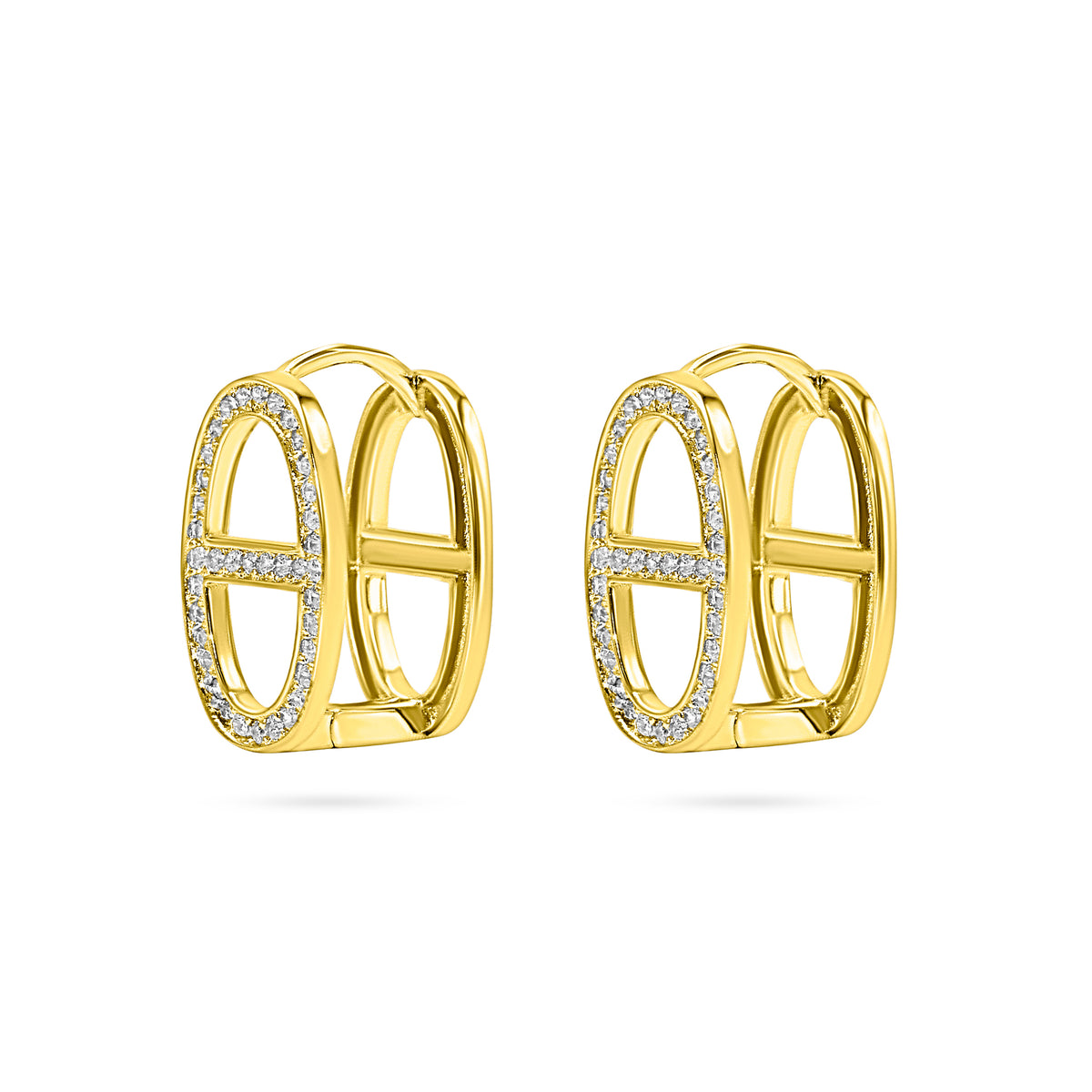 Anchor Link Oval Hoop Earring