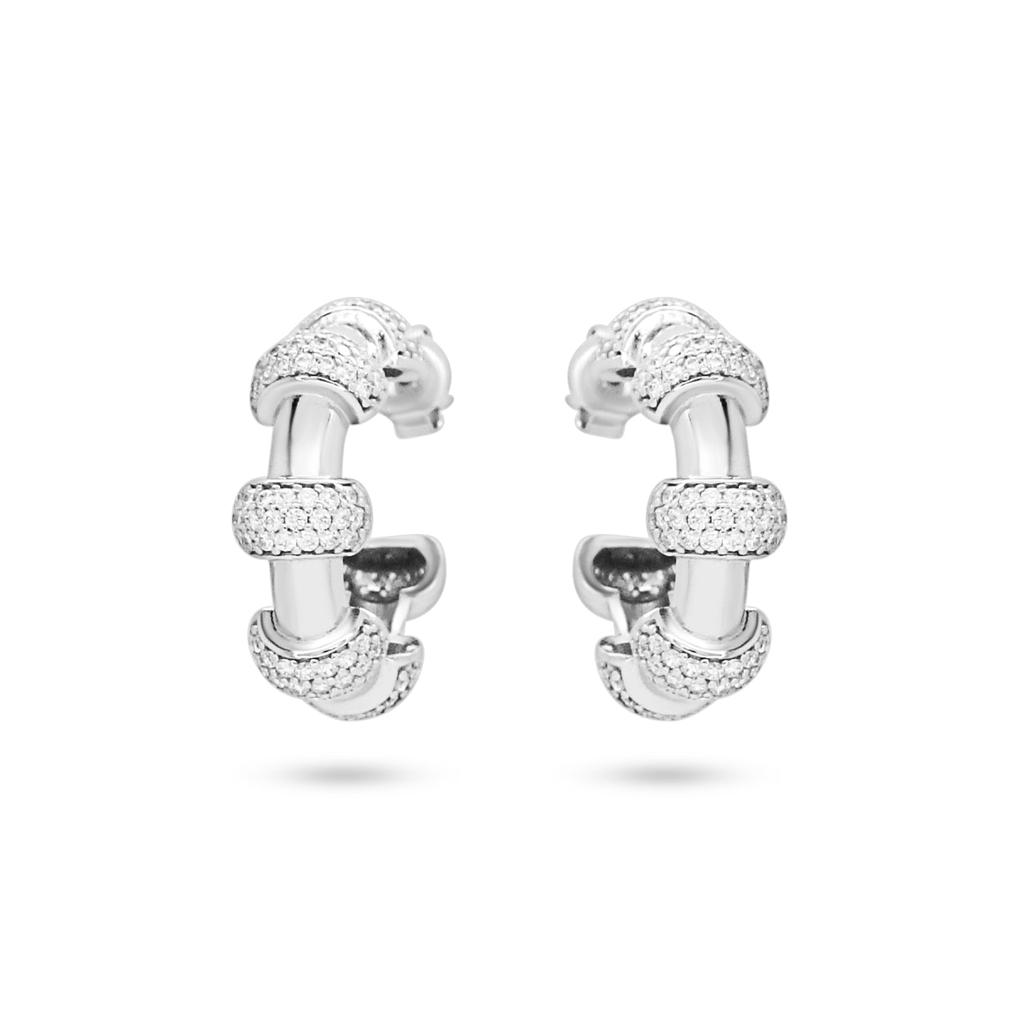 Sparkling Pave Segmented Link Hoops