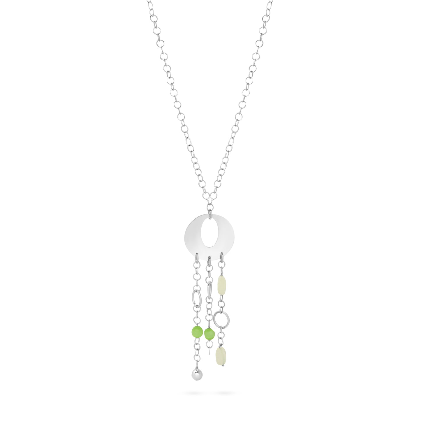 Lime Cascade Silver Pendant Necklace
