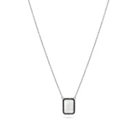 Black Zirconia Beaded Frame Pendant Necklace image