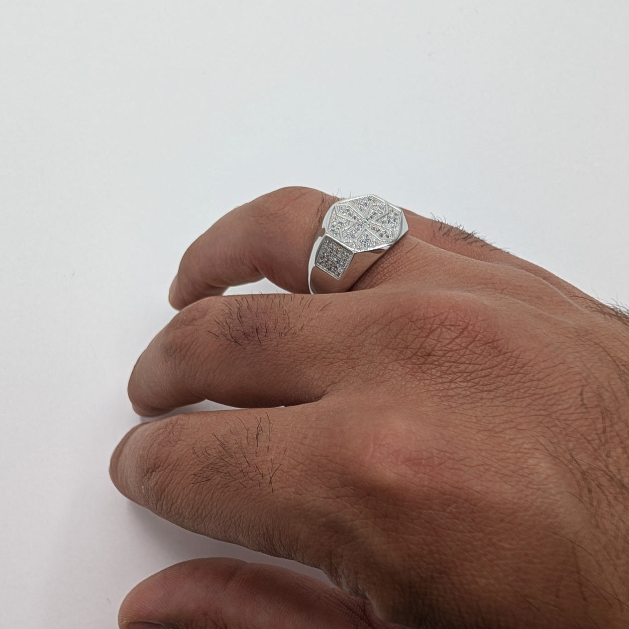 Engraved Cross Zircon Ring