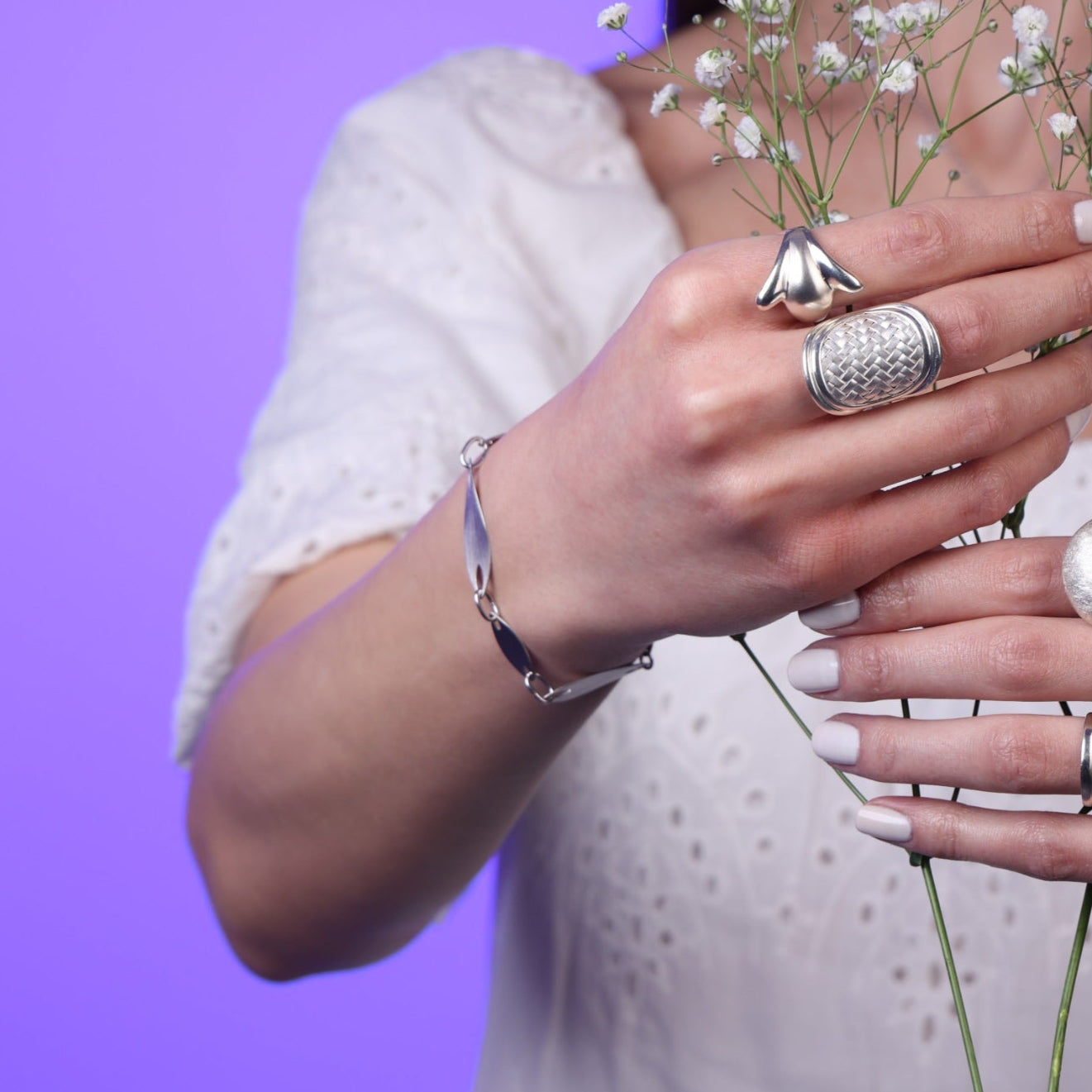 Elongated Silver Bracelet