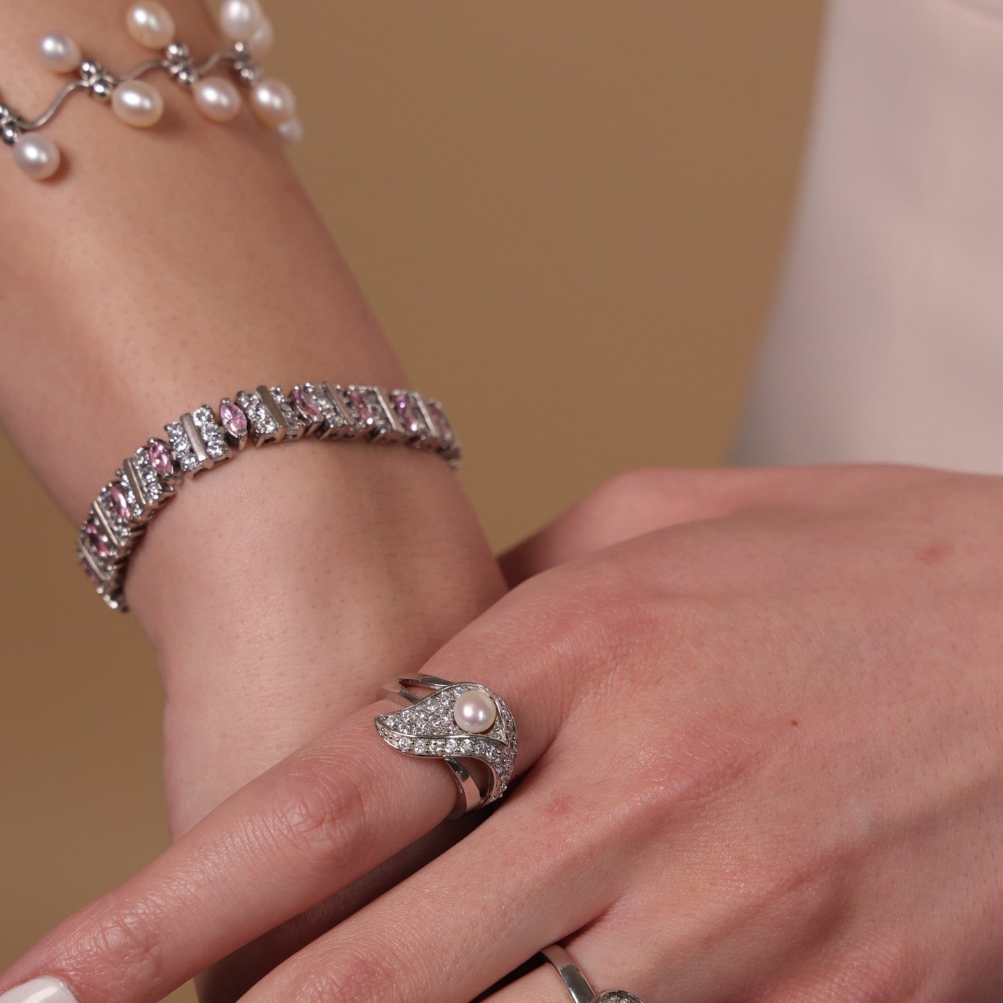 Elegant Pink Sapphire Silver Bracelet