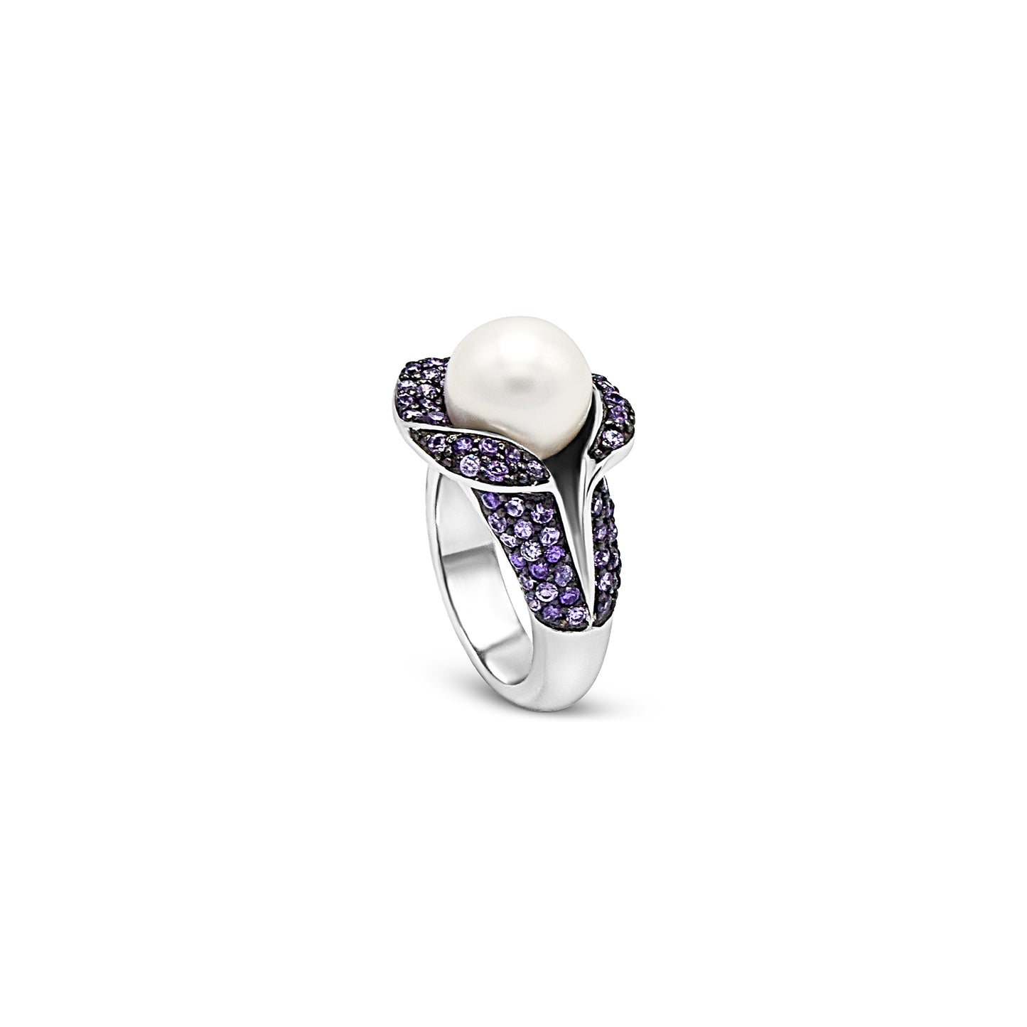 Amethyst Calla Pearl Pavé Ring