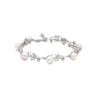 Elegant Pearl and Zircon Silver Bracelet image