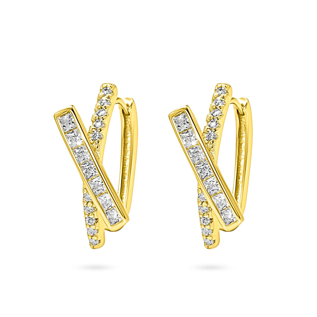 Crossover Bar Hoop Stud Earring