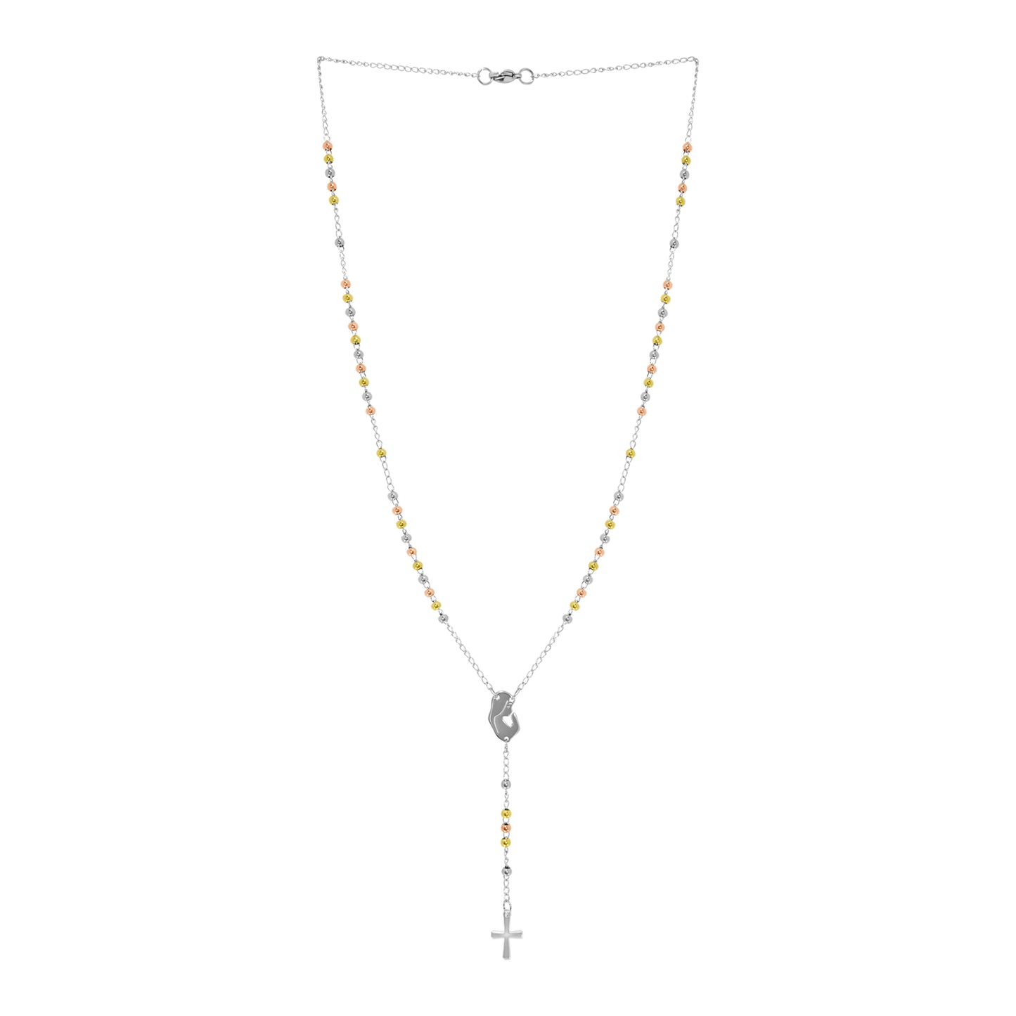 3 mm SS Rosary w Laser Cut St Mary Emblem