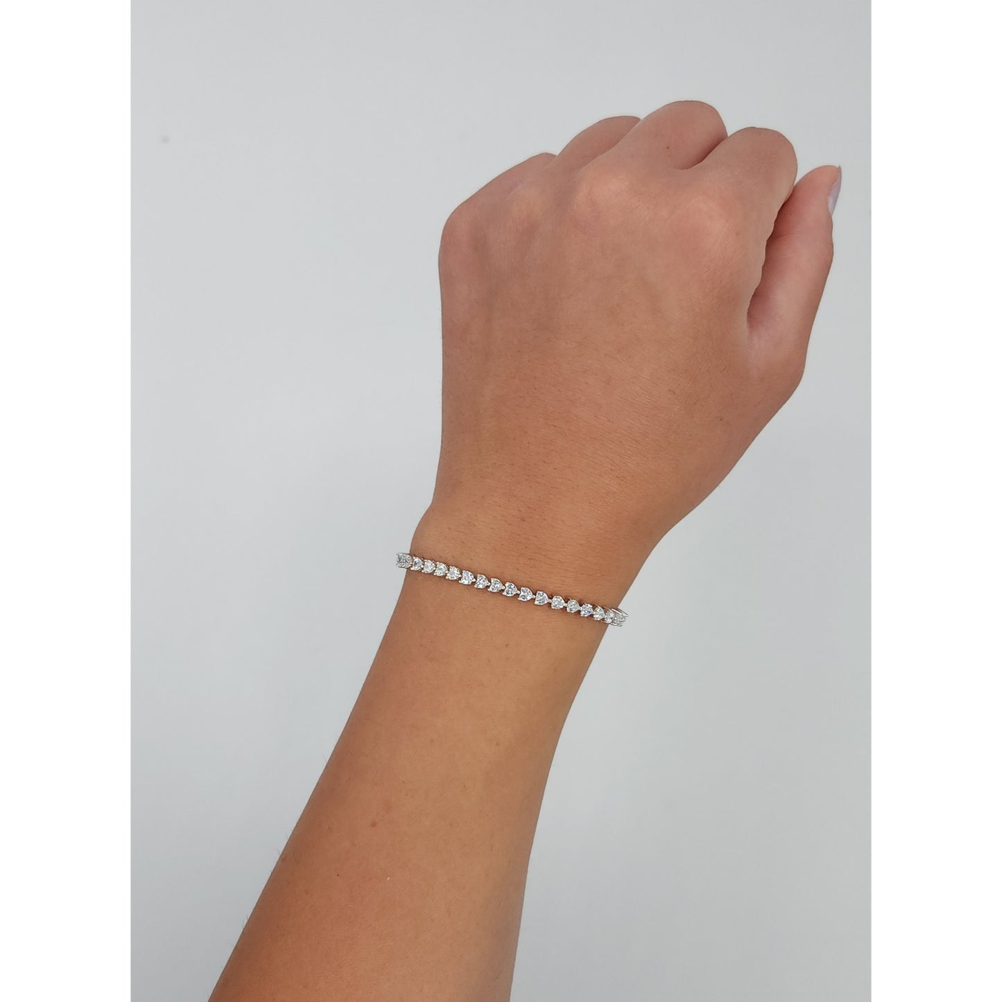 Heart Shaped Tennis Bracelet - 3 mm
