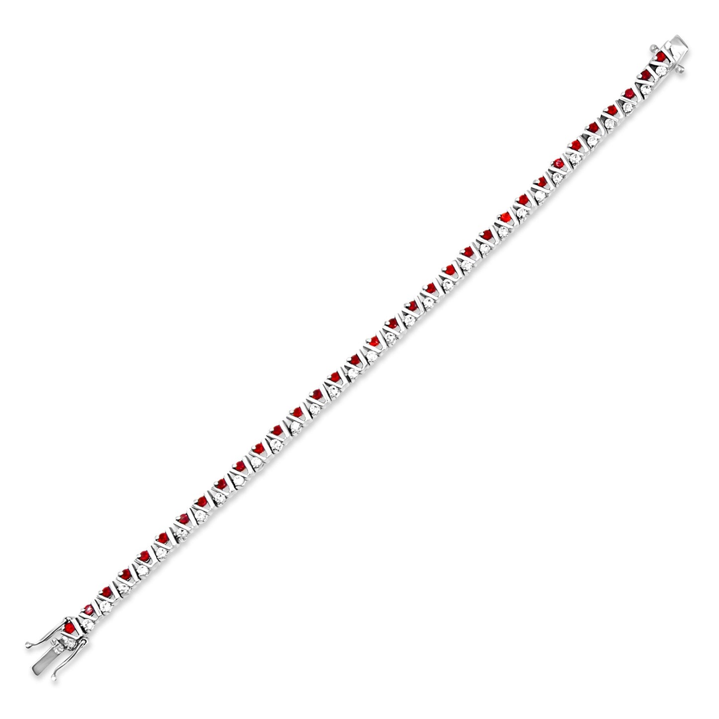 Red & White V-Tennis Bracelet