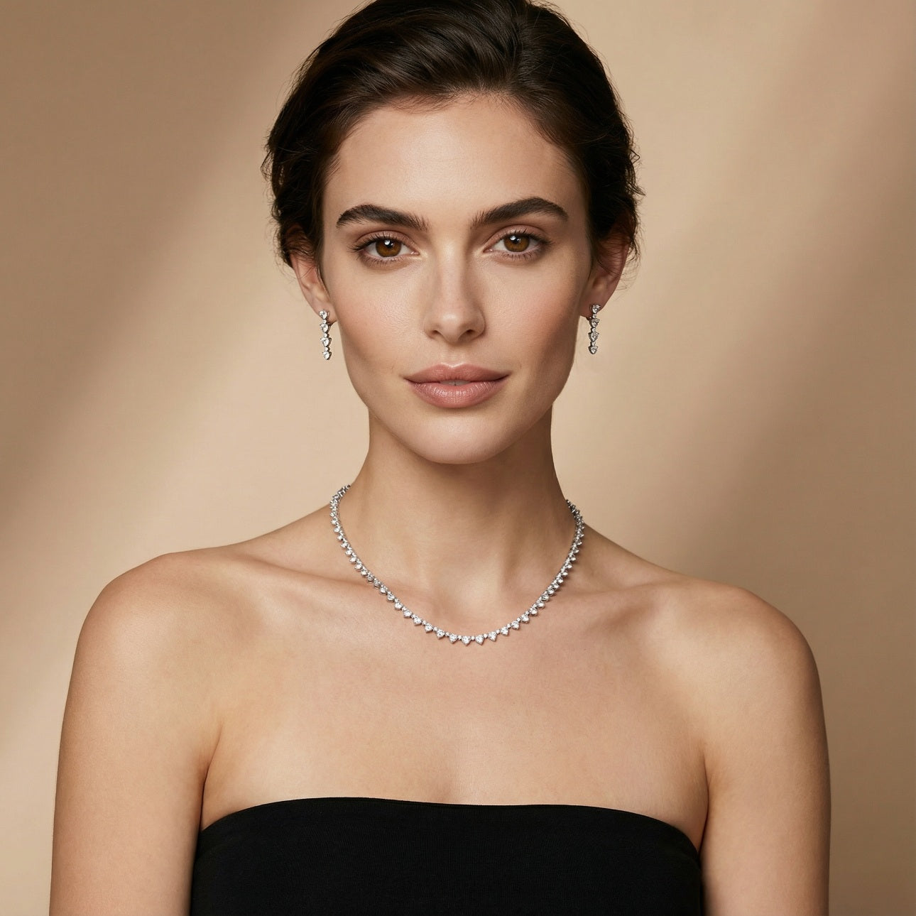 Heart & Round Stone Tennis Set