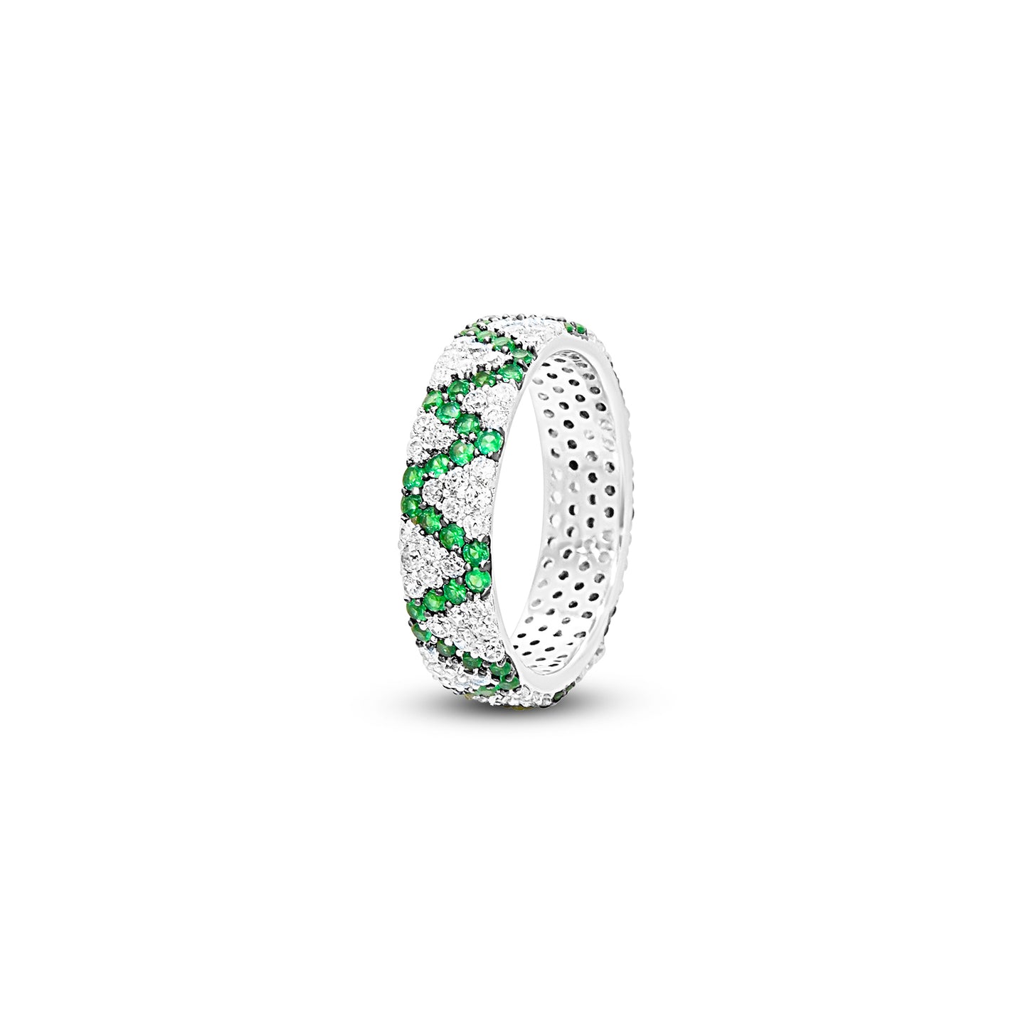 Emerald Wave Silver Ring