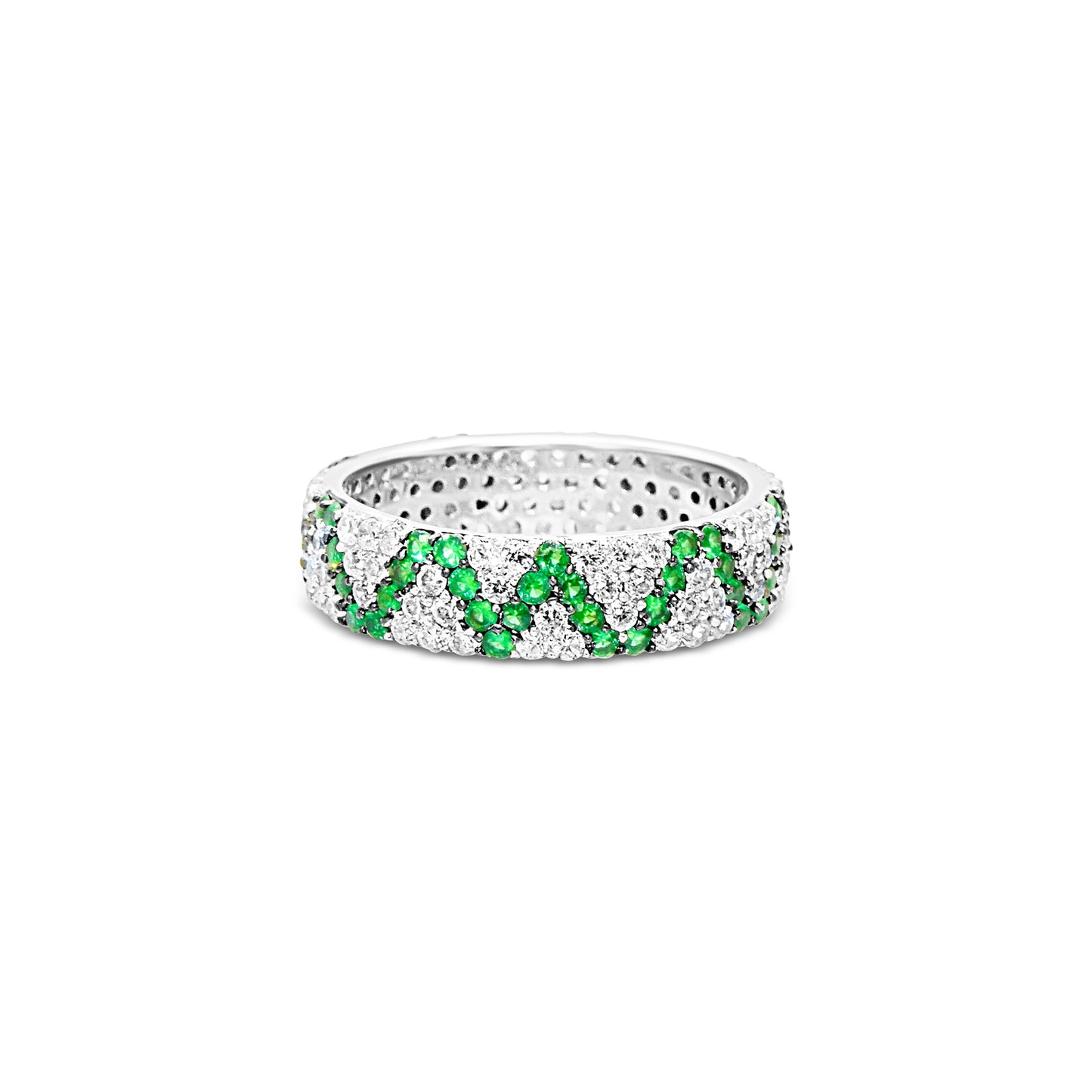 Emerald Wave Silver Ring