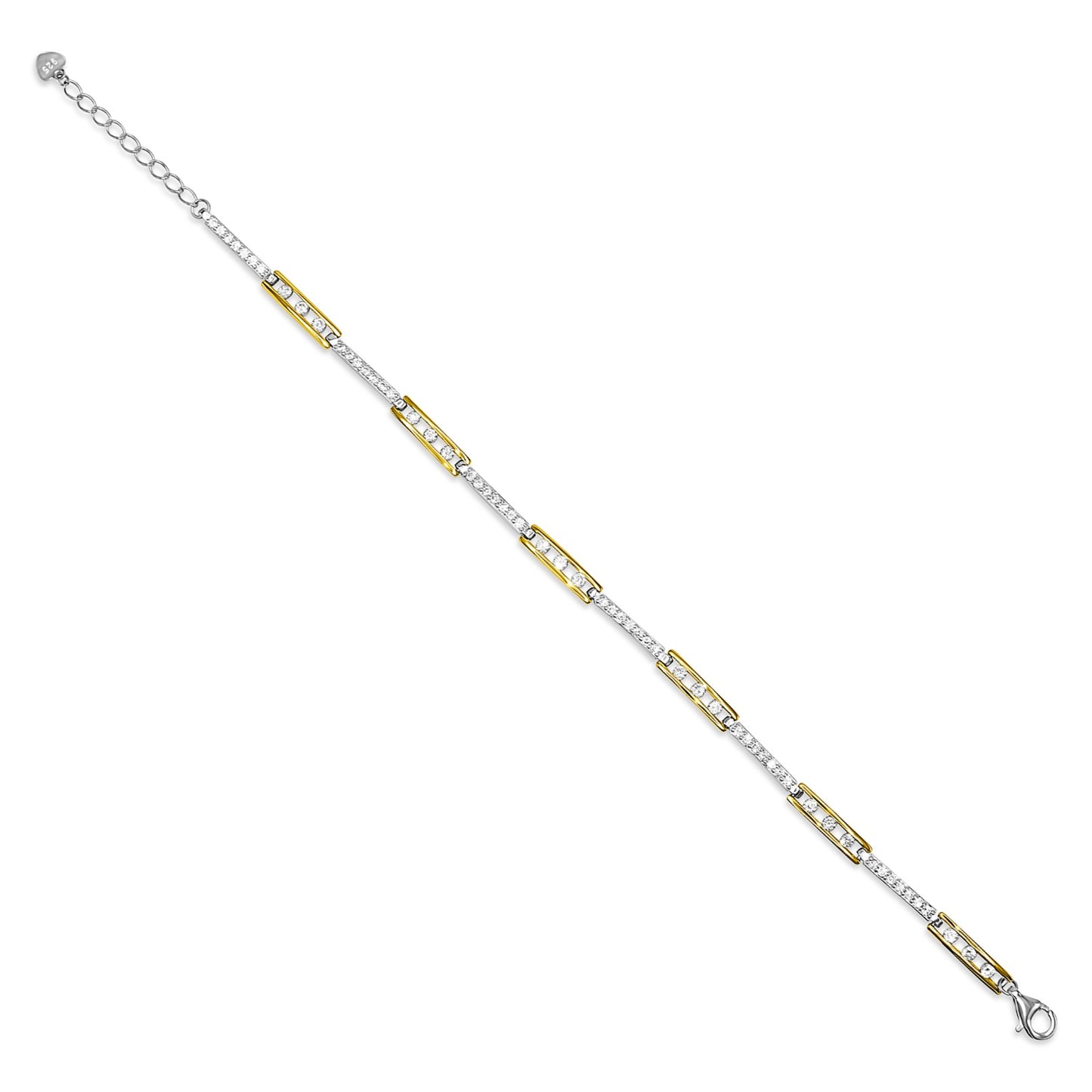 Gold Fusion Alternating Linear Pavé Link Bracelet