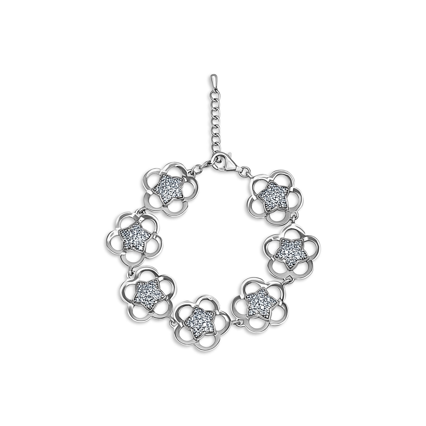 Pavé Star Floral Link Bracelet