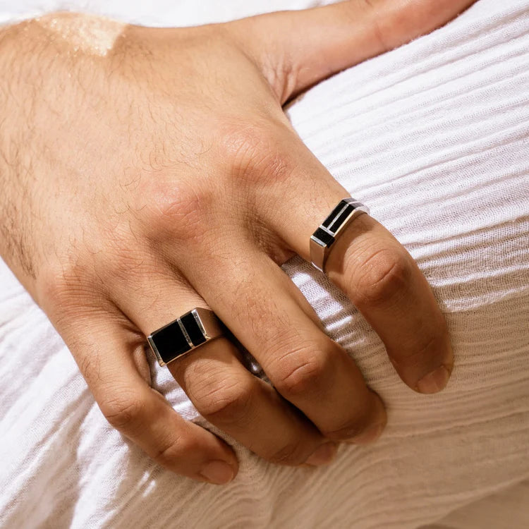 Onyx Asymmetric Signet Ring