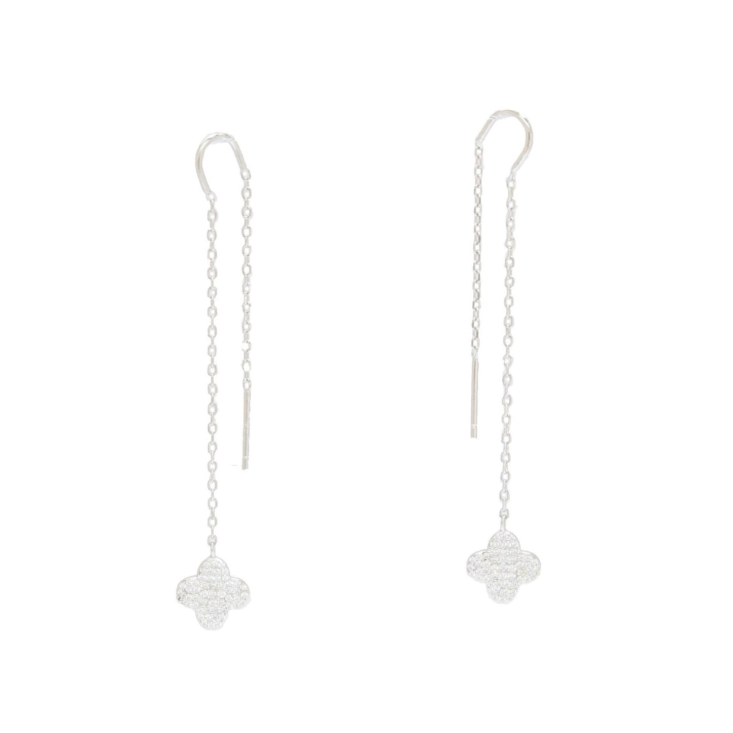 Sparkling Four Clover Chain Earring