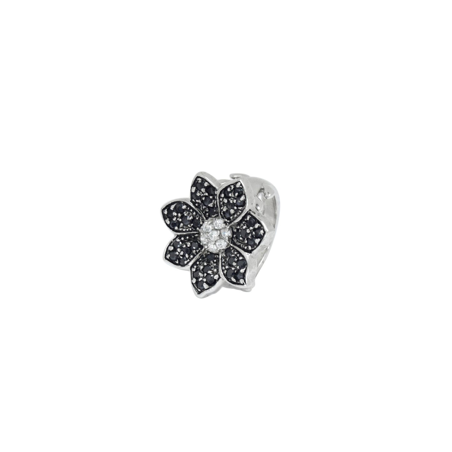 Elegant Black Flower Ring