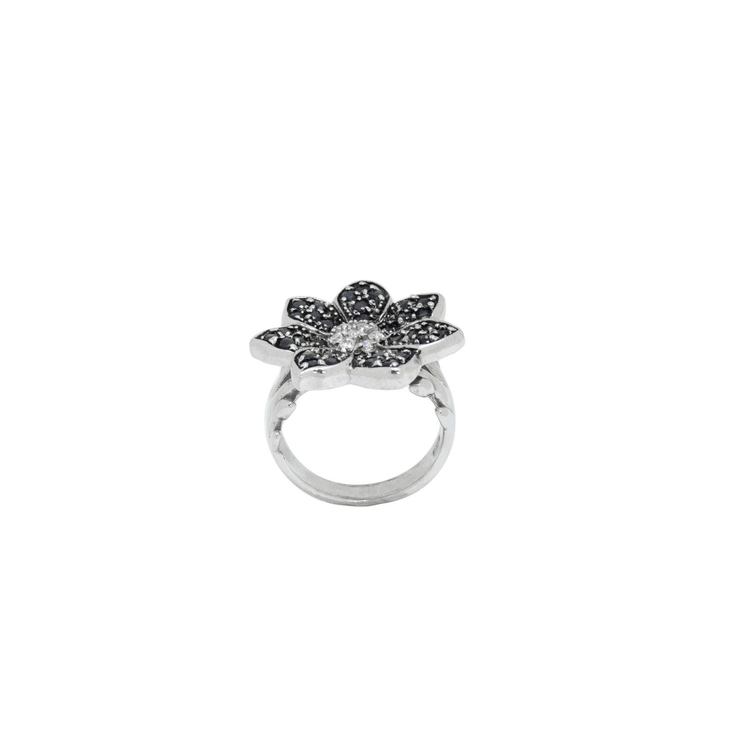 Elegant Black Flower Ring