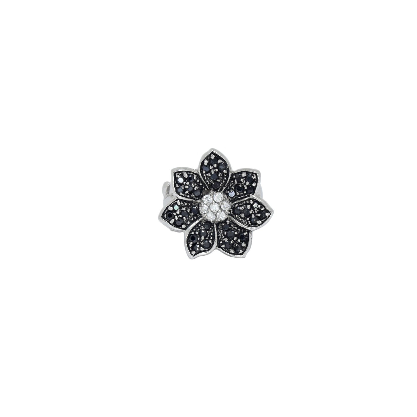 Elegant Black Flower Ring