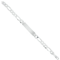Figaro Chain with Linked ID Bracelet - 10 mm Plain Plaque image