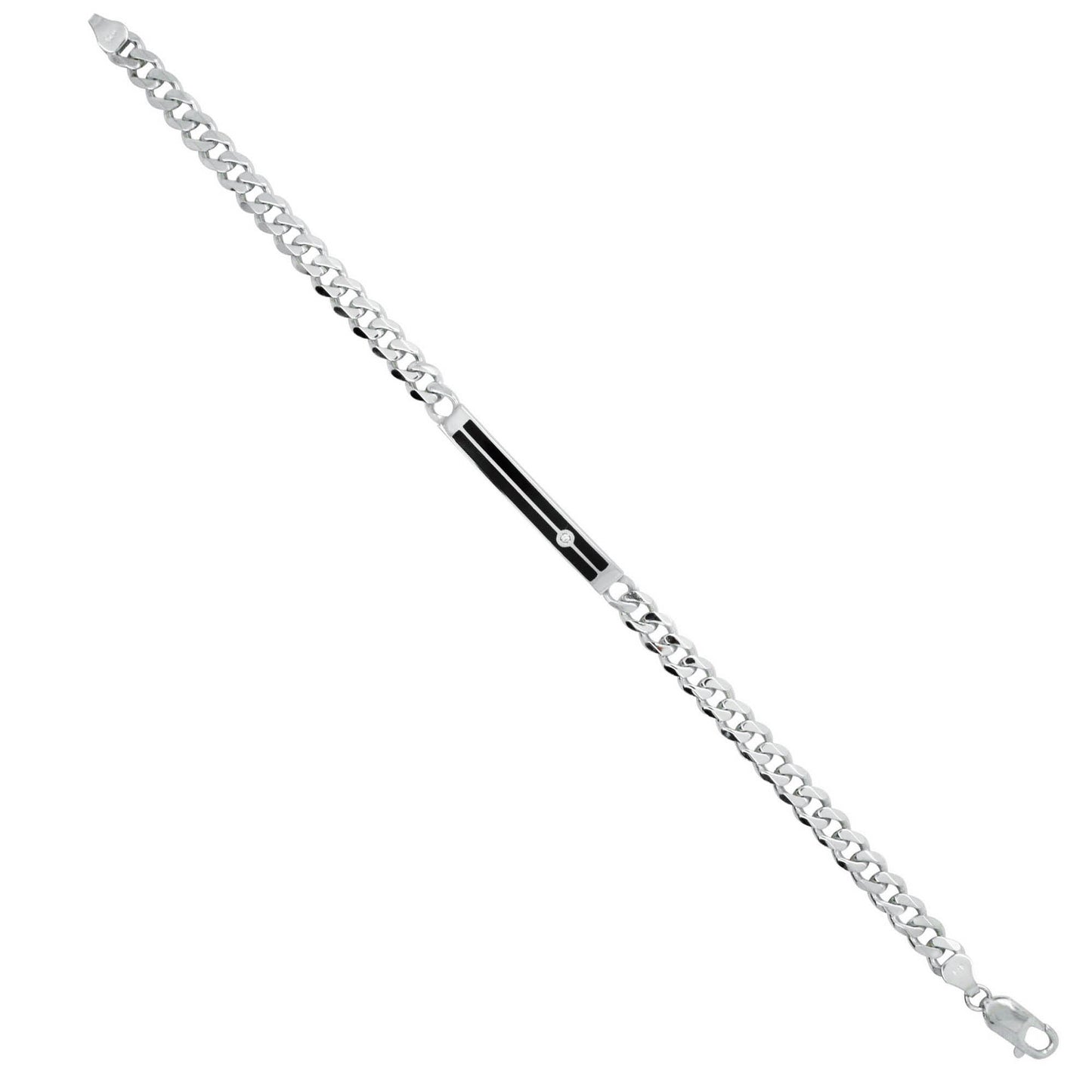 Smalto ID Bracelet - Central Strip with Zircon Stone