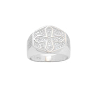 Engraved Cross Zircon Ring image