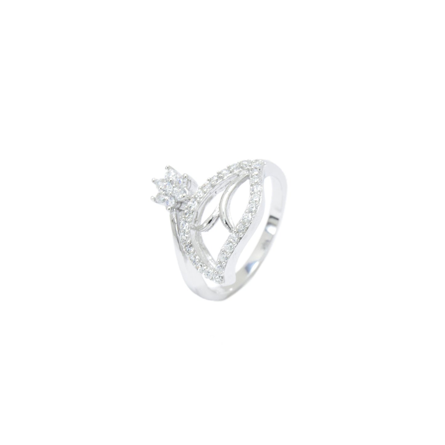 Sparkling Leaf & Flower Ring