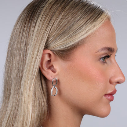 Linked Double Oval Dangle Earring