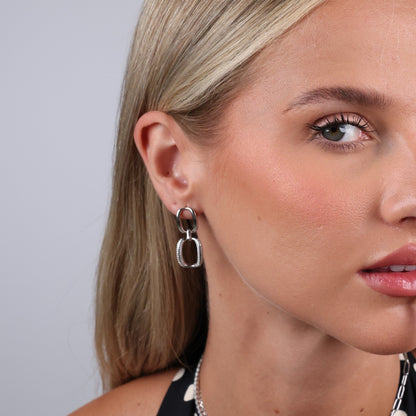 Linked Double Oval Dangle Earring