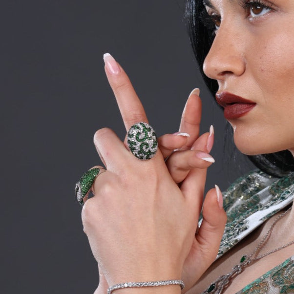Oval Swirl Pave Ring