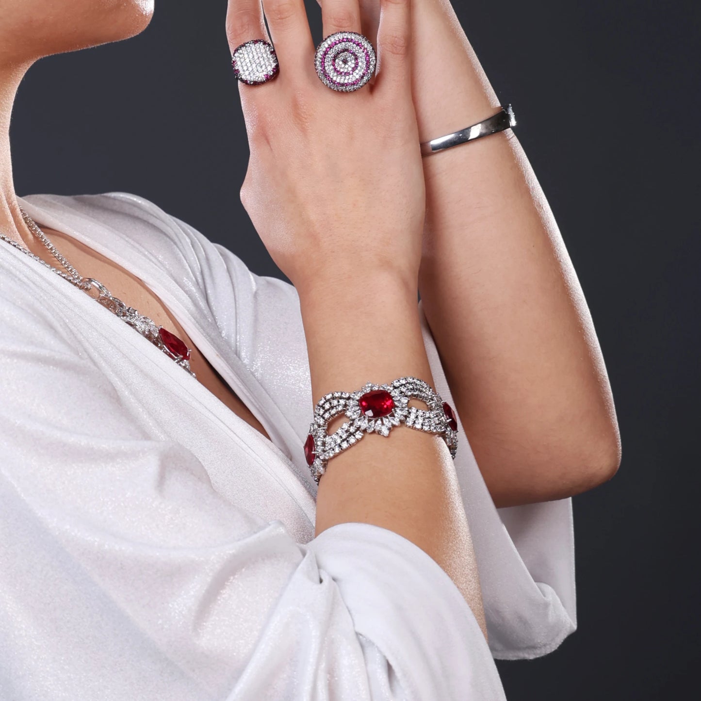 Tri-Magenta Statement Bracelet