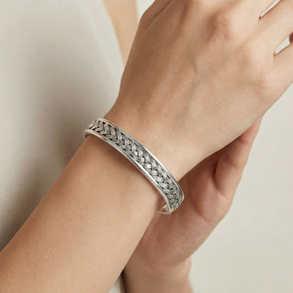 V-Woven Oxidized Bangle