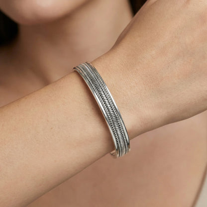 Herringbone Oxidized Bangle