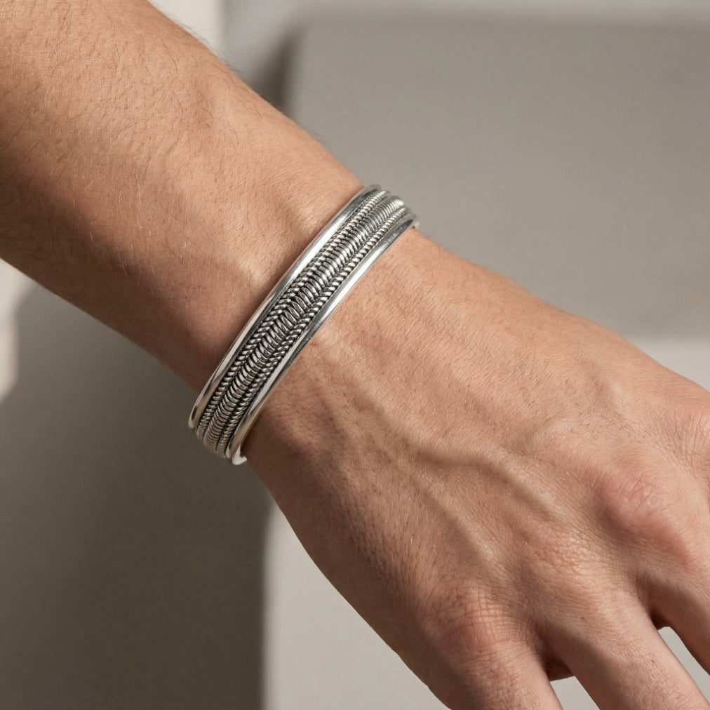 Herringbone Oxidized Bangle