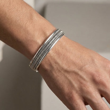 Herringbone Oxidized Bangle